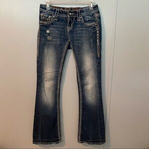 ROCK REVIVAL Vivian Boot Embellished Distressed Jeans Size 26